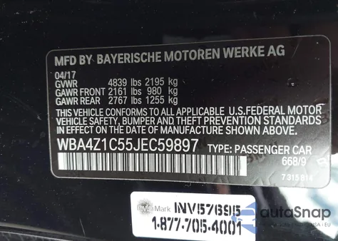 2018 BMW 430I из США, поврежденный, VIN WBA4Z1C55JEC59897